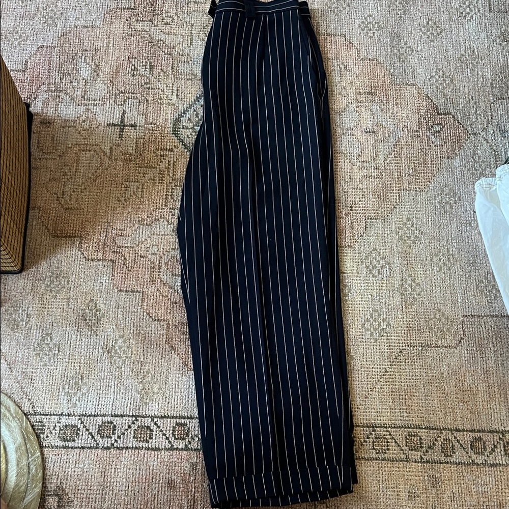 Mondi Vintage Navy Pinstripe Trousers - Picture 2 of 8